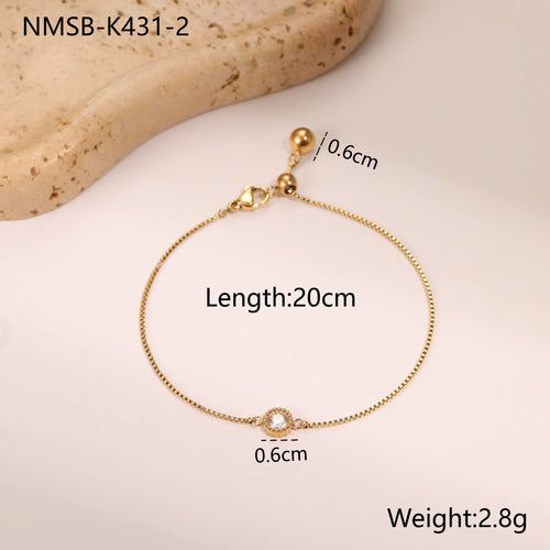 Load image 1 in gallery view. 18K Gold Plated Dainty Tennis Bracelet Stainless Steel Zircon Charm Bracelet