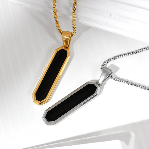 Load image 1 in gallery view. 18K Gold Stainless Steel Luxury Vintage Long Bar Pendant Necklace for Men