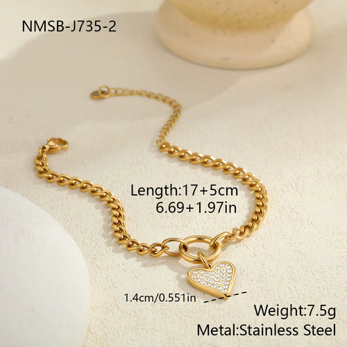 Load image 1 in gallery view. 18K Gold Plated Chain Bracelet with Geometric Zircon Stainless Steel