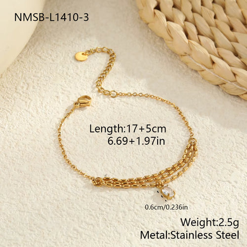 Load image 1 in gallery view. Square Zircon Charm 18K Gold Plated Stainless Steel Tennis Bracelet
