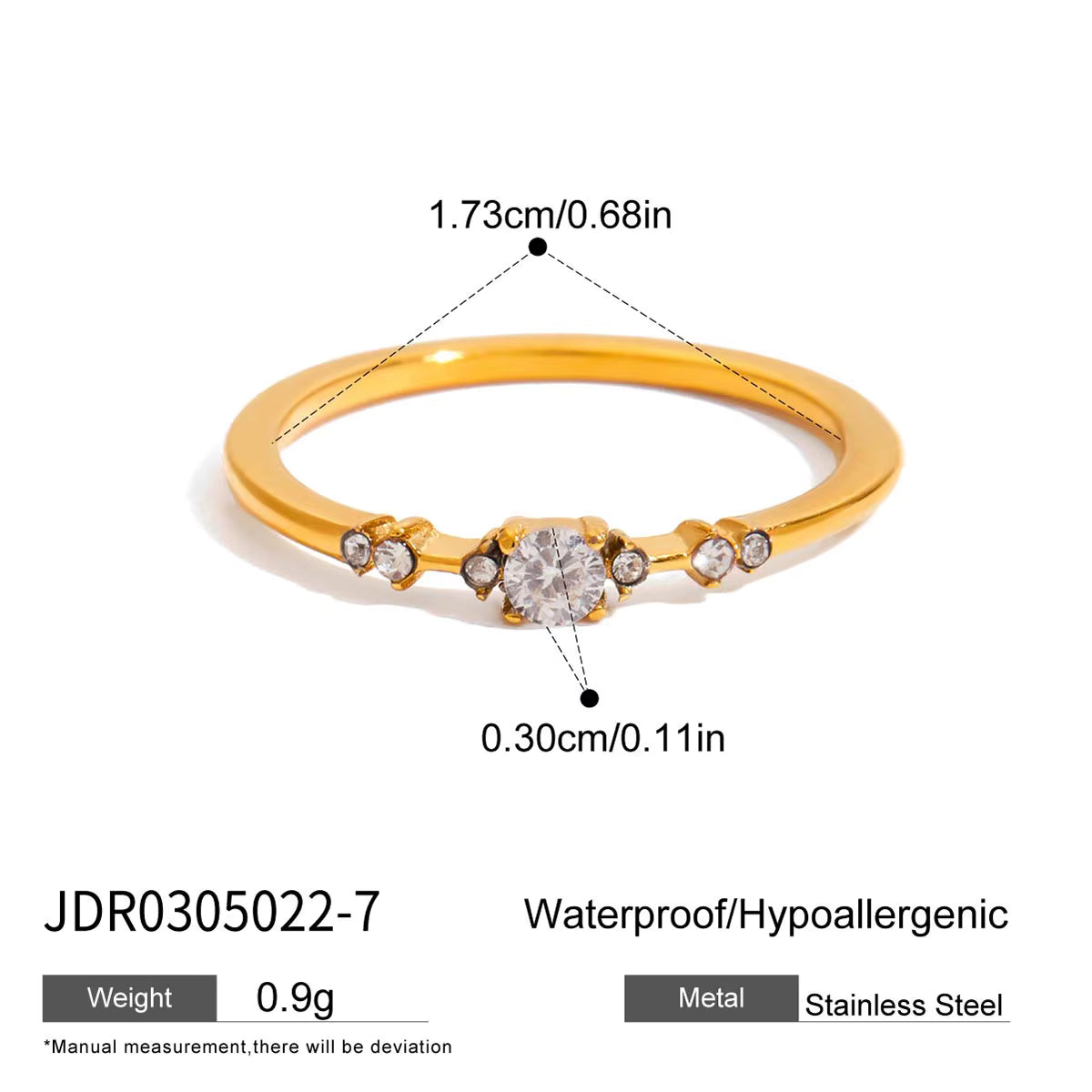 18K Gold Plated White Zirconia Multi Style Rings