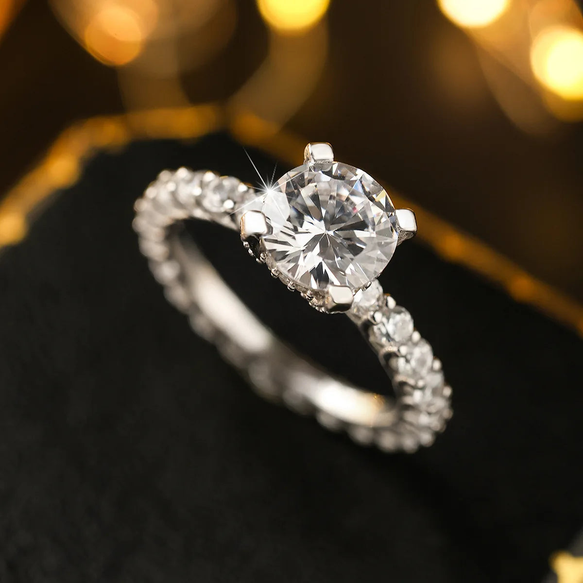 925 Silver Zircon Wedding Engagement Rings for Woman