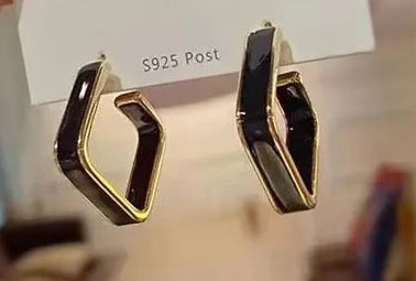 Load image 1 in gallery view. Gold Plated Geometric Clip-On Earrings: Trendy Square Drop