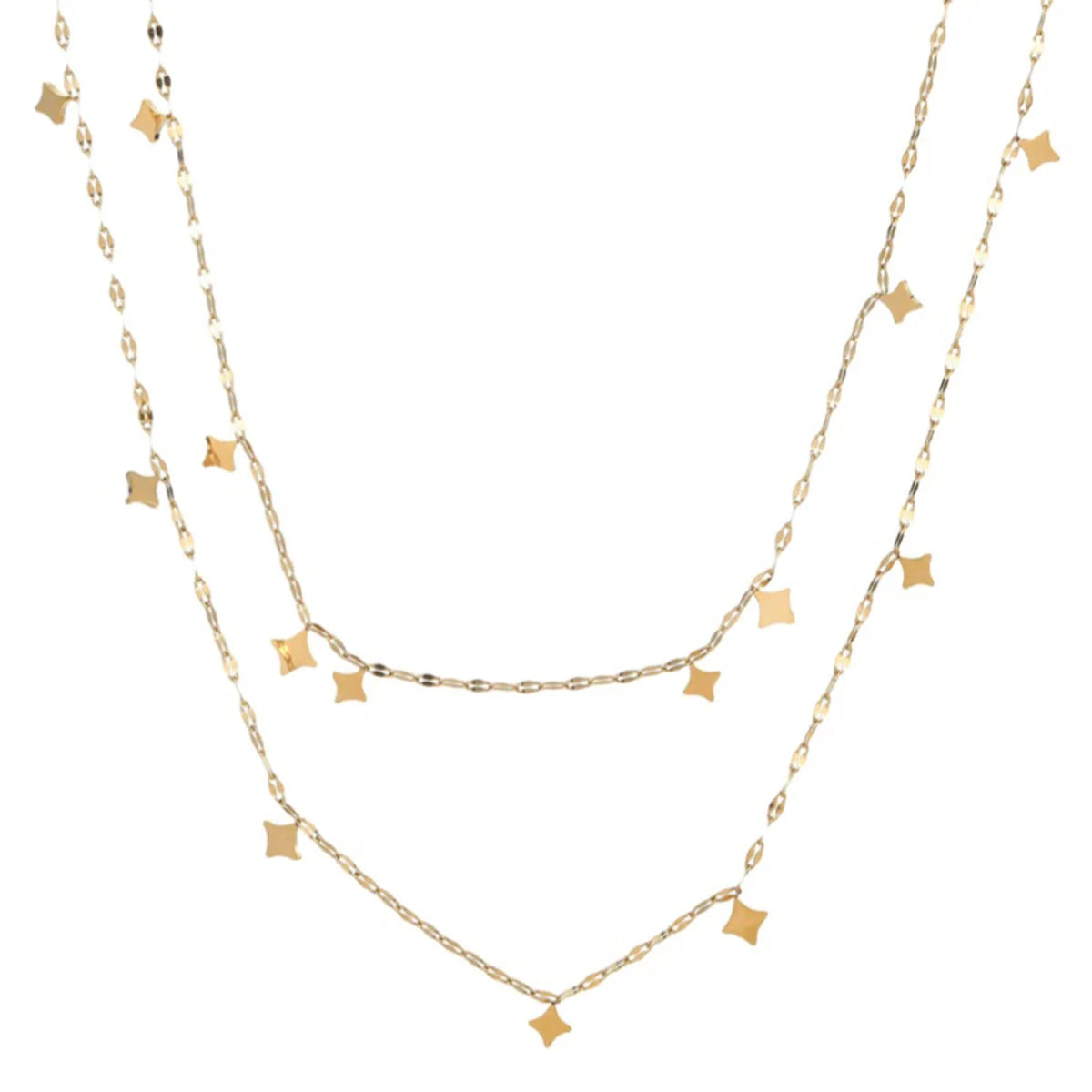 14K Gold Plated Double Layer Stainless Steel Layered Choker Chain Necklace for Women