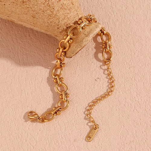 Load image 1 in gallery view. Charm Chain Bracelet for Girls Geometric Zircon Stainless Steel with 18K Gold Plated