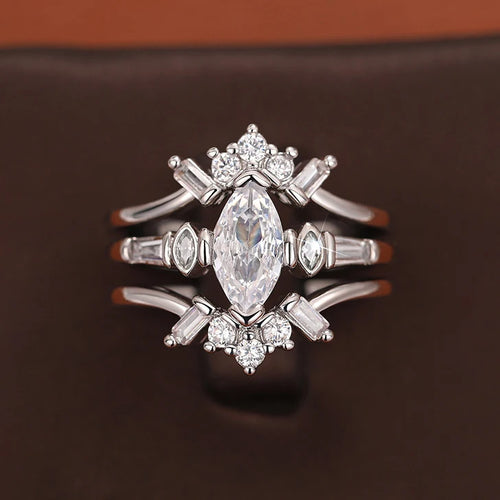 Load image 1 in gallery view. 3Pcs Sets Silver Couple Rings