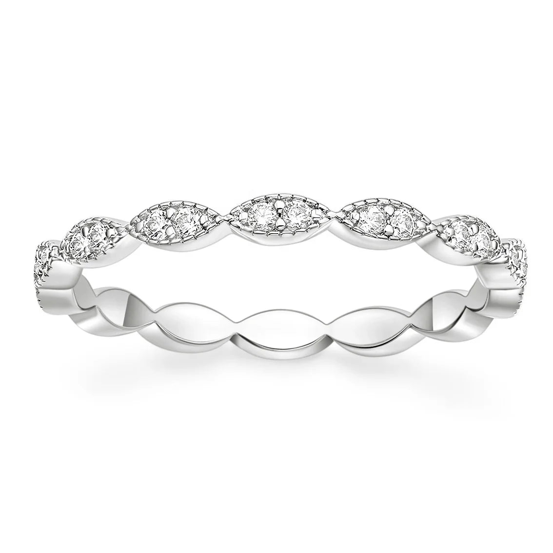 Eternity milgrain oval Cubic Zirconia Stacking Ring
