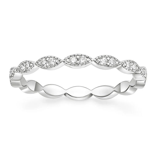 Load image 1 in gallery view. Eternity milgrain oval Cubic Zirconia Stacking Ring
