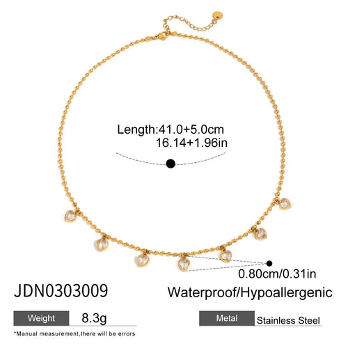 Load image 1 in gallery view. Romantic Style Elegant Zircon Heart Beads Necklace