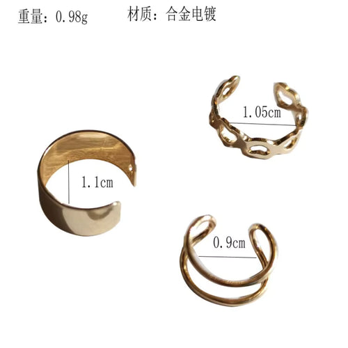Load image 1 in gallery view. Ear Cuff Clip on Earrings Non Pierced Trendy Gold Plated Metal Cute Earring Cuffs