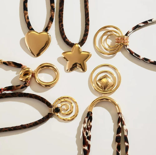 Load image 1 in gallery view. Gold Plated Waxed Cord Spiral Circle Pendant Pearl Star Shape Necklace for Anniversaries Party