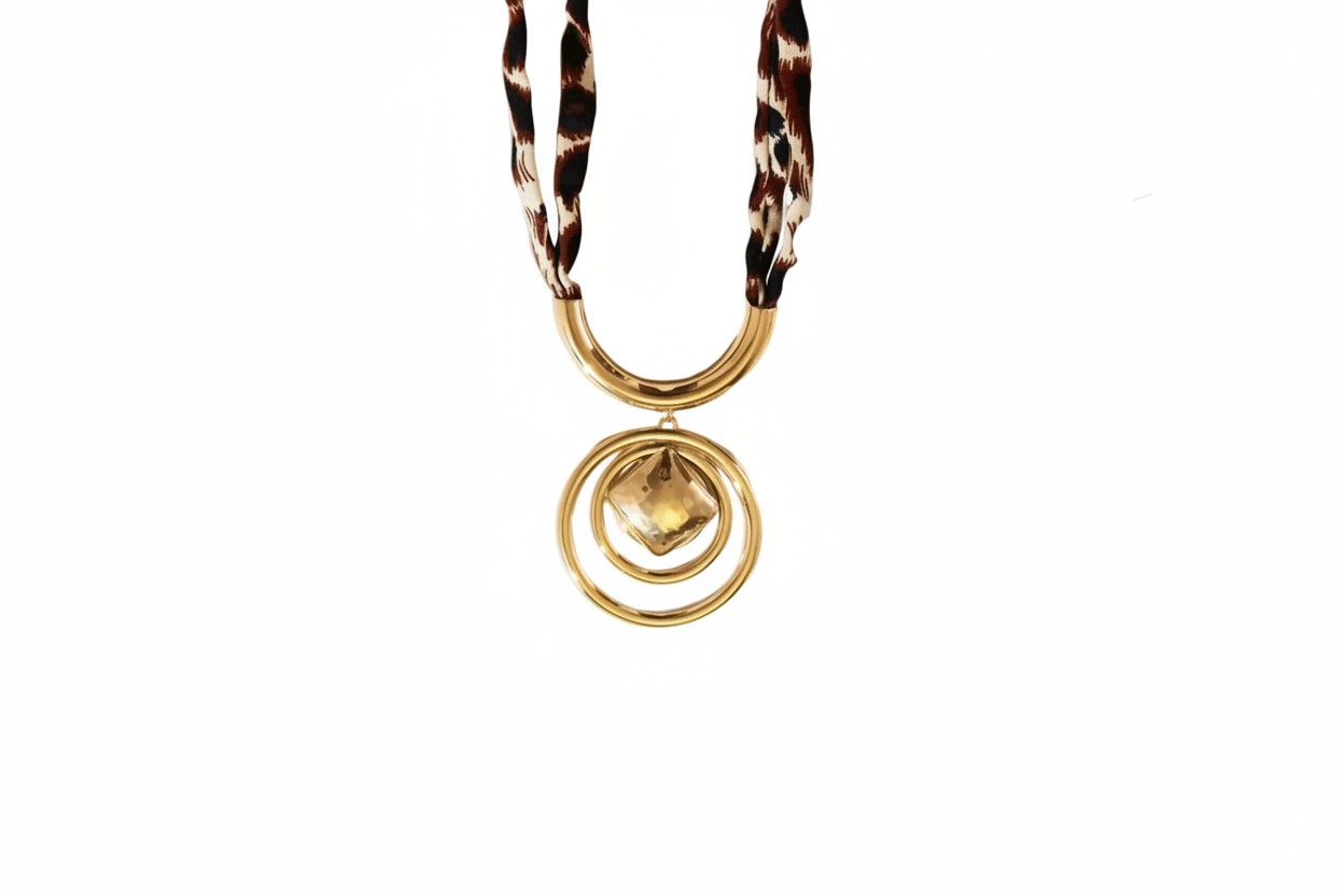 Gold Plated Waxed Cord Spiral Circle Pendant Pearl Star Shape Necklace for Anniversaries Party