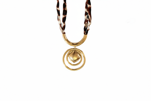 Load image 1 in gallery view. Gold Plated Waxed Cord Spiral Circle Pendant Pearl Star Shape Necklace for Anniversaries Party
