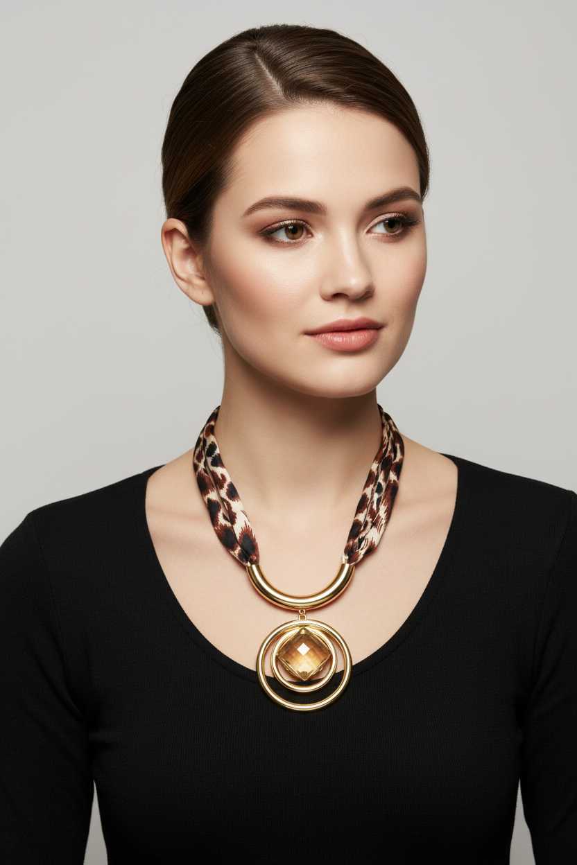 Gold Plated Waxed Cord Spiral Circle Pendant Pearl Star Shape Necklace for Anniversaries Party