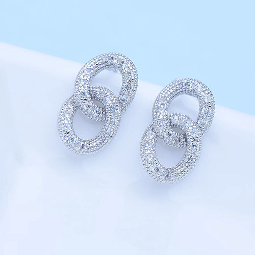 Load image 1 in gallery view. Rhodium Plated Studs Earring Cuban Links Rhodium Plated For Women Children