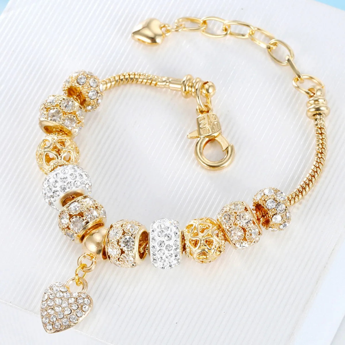 18k Rose Gold Plated Bangles Jewelry Handmade Female Beaded Bracelets for Kids and Woman