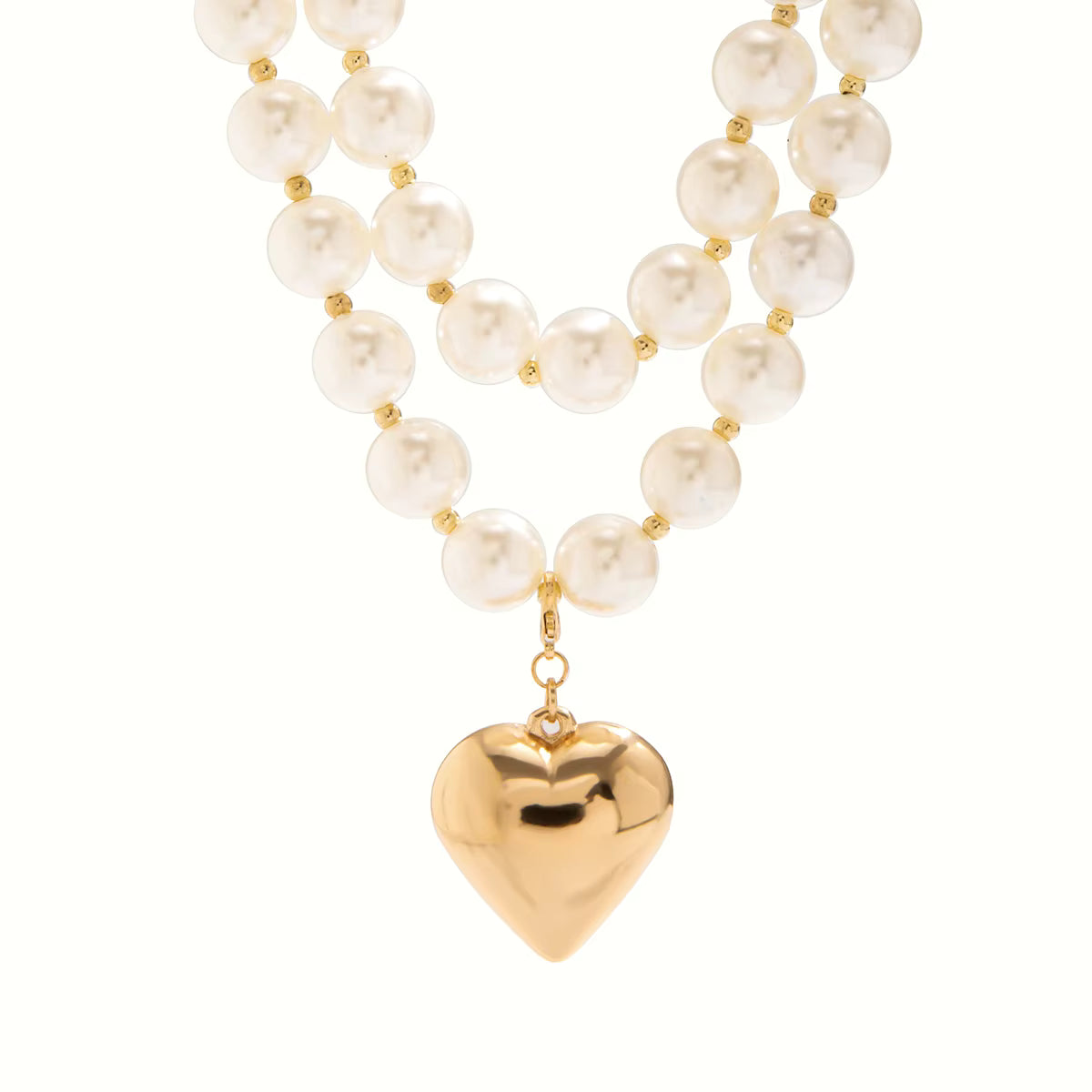 Big Beaded Collar Geometric Type Clavicle Chain Gold Heart pearl Necklace