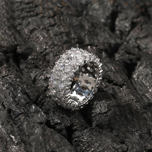 Load image 1 in gallery view. White Zircon Stone Rings Hip Hop Exquisite Diamond Rings for Women Anniversary