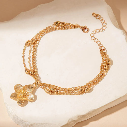 Load image 1 in gallery view. Gold Plated Flower Women's Anklet