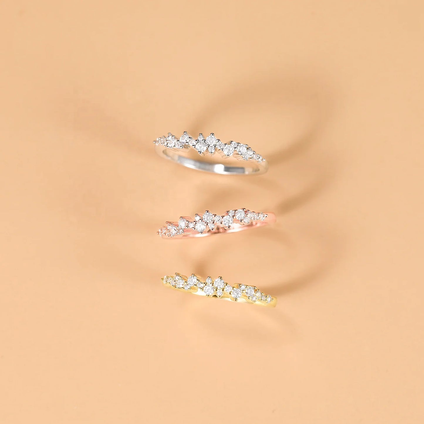 Rose Gold Plated Cubic Zirconia Ring for women Wedding Silver Plated, Gold Plated