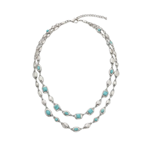Load image 1 in gallery view. Double-Layer Diamond-Encrusted Necklace Aged Neckband with Exquisite Beads Chain for Girlish Look