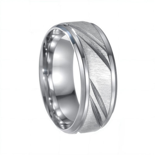 Load image 1 in gallery view. Stainless Steel Rings for Men Diagonal Sand Lines for Man