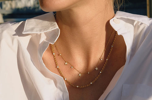 Load image 1 in gallery view. Classic 18K Gold Stainless Steel Rhinestone Crystal Cross Cup Small Pendant Clip Bead Chain