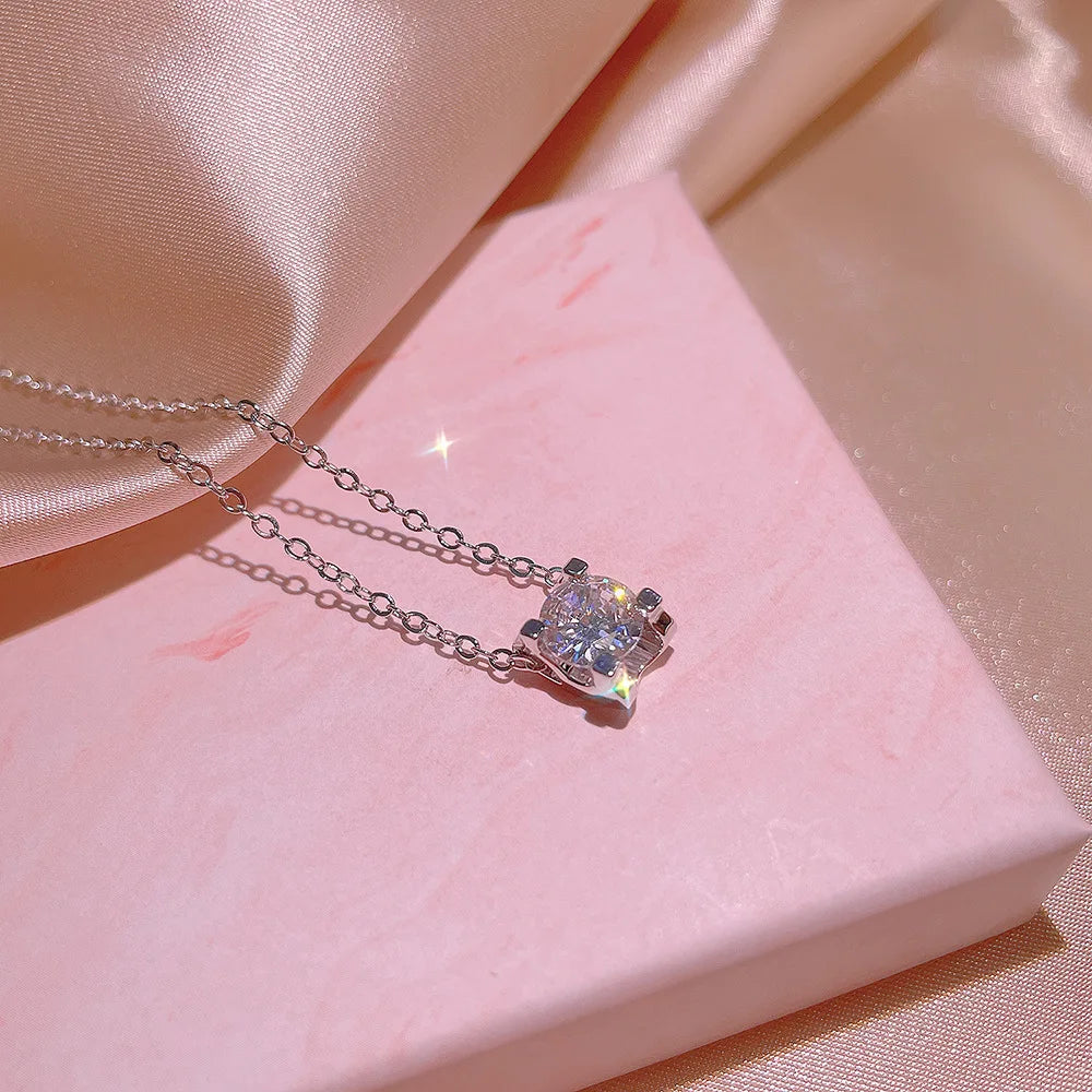 Elegant Shine Geometric Zircon Necklace Set Platinum Plated Fashion Jewelry