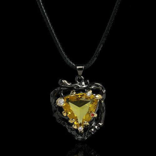 Load image 1 in gallery view. Retro Style Unique Exaggerated Gothic Black Plated 5A Yellow Zircon Antique Necklace for Women Party