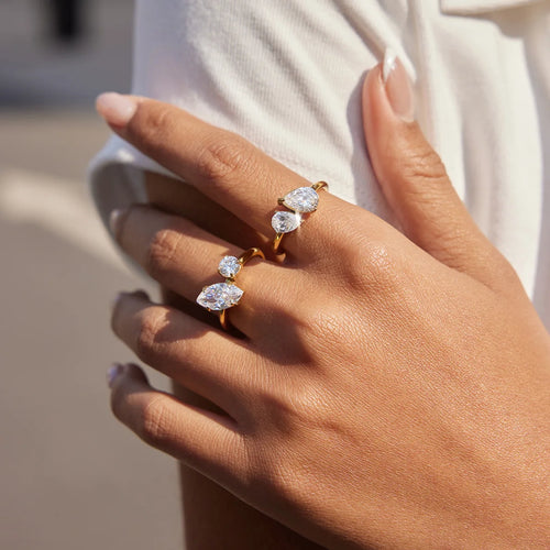 Load image 1 in gallery view. 18K Gold Plated White Zirconia Multi Style Rings