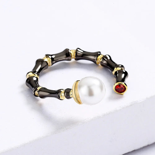 Load image 1 in gallery view. Handmade Antique Colored Pearl Ring for Women
