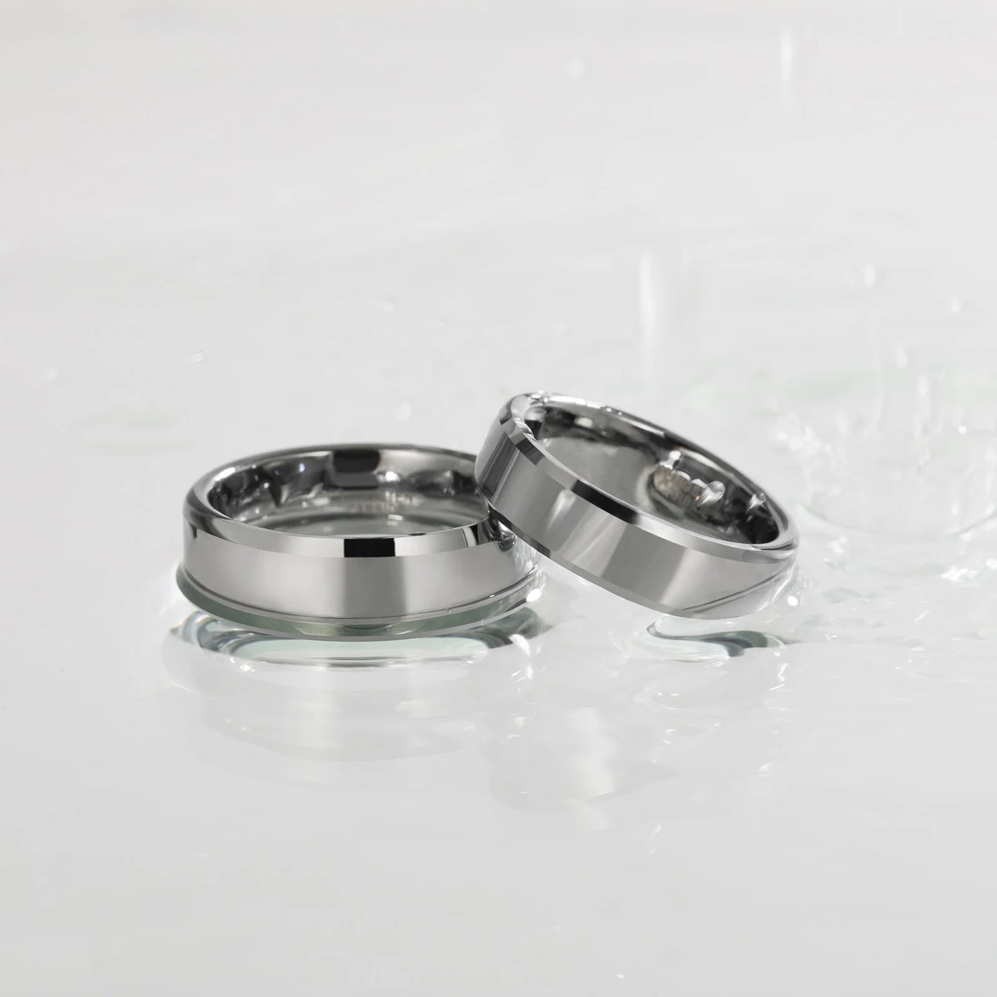 6MM High Polished Beveled Edge Tungsten Carbide Rings for Women and Men