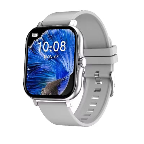Load image 1 in gallery view. Smart Silver Silicone Strap Watches Fitness IP67 Waterproof Heart Rate Blood Pressure Monitor for Men Teen Kids