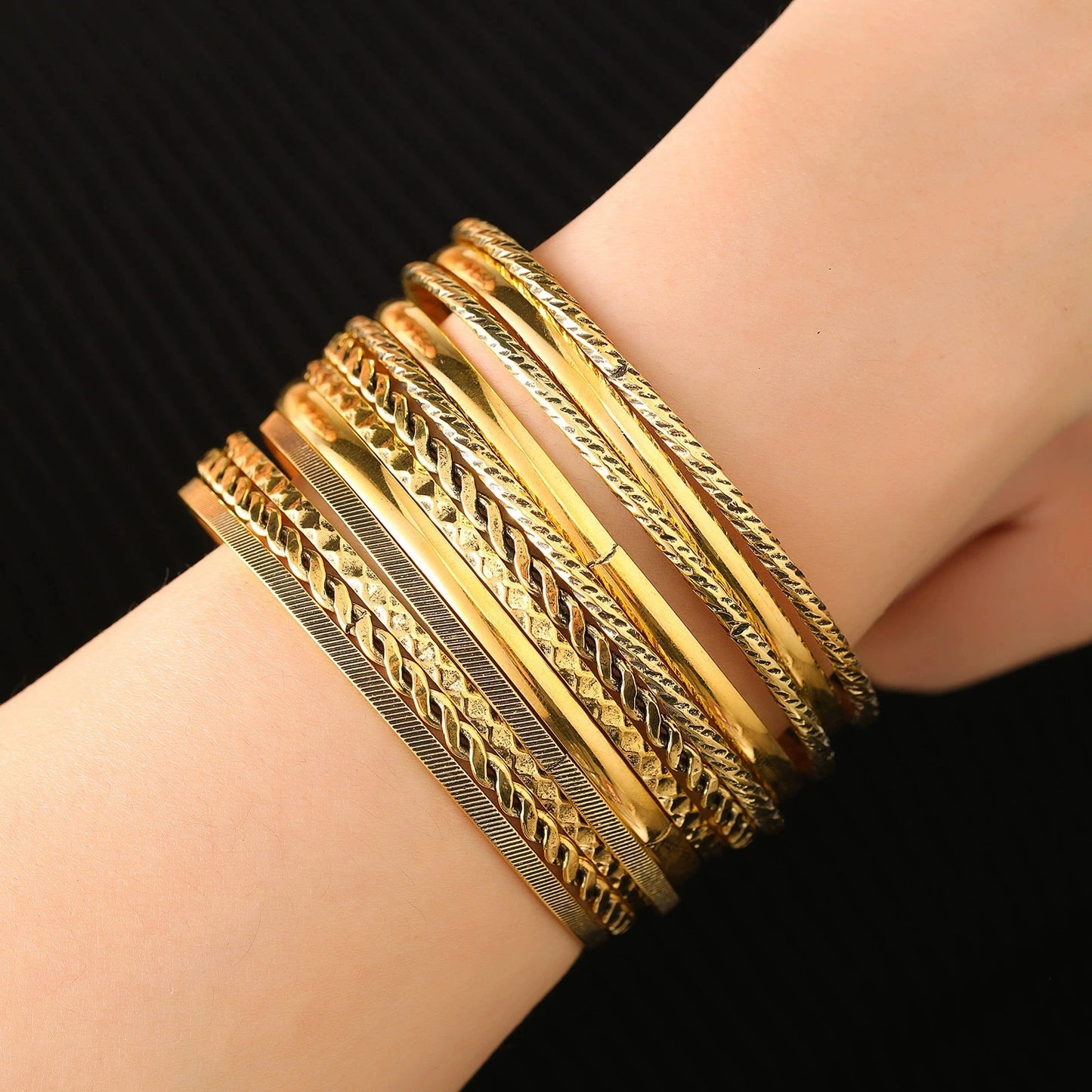 18k Gold Plated Bangles Ethnic Western Region Ancient Style Jewelry for Women