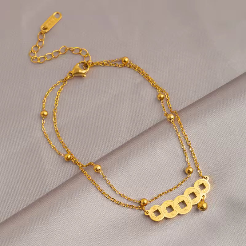 Foot Chain 18K Titanium Steel Non Fading Charm Multi Functional Retro High End Foot Chain Jewelry