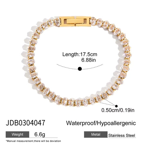 Load image 1 in gallery view. 18K Gold Plated Multi Shape White Zircon Bracelet Embellish Bracelet