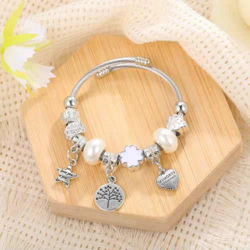 Load image 1 in gallery view. Jewelry Pan Family Style Elephant Peach Heart Tree Pendant Bracelets for Festival Gift