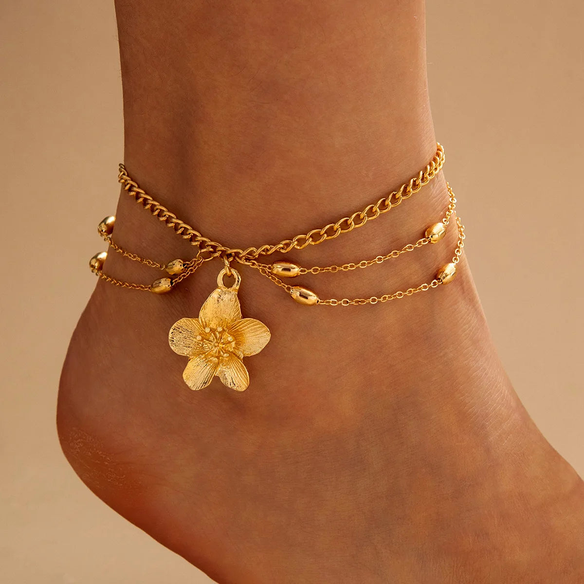 Gold Plated Flower Women's Anklet