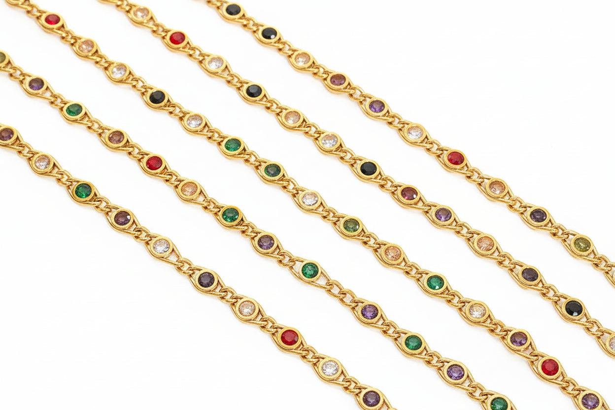 18K Gold Plated Titanium Bracelets, Necklace, Minimalist French Retro Style Zircon for Women