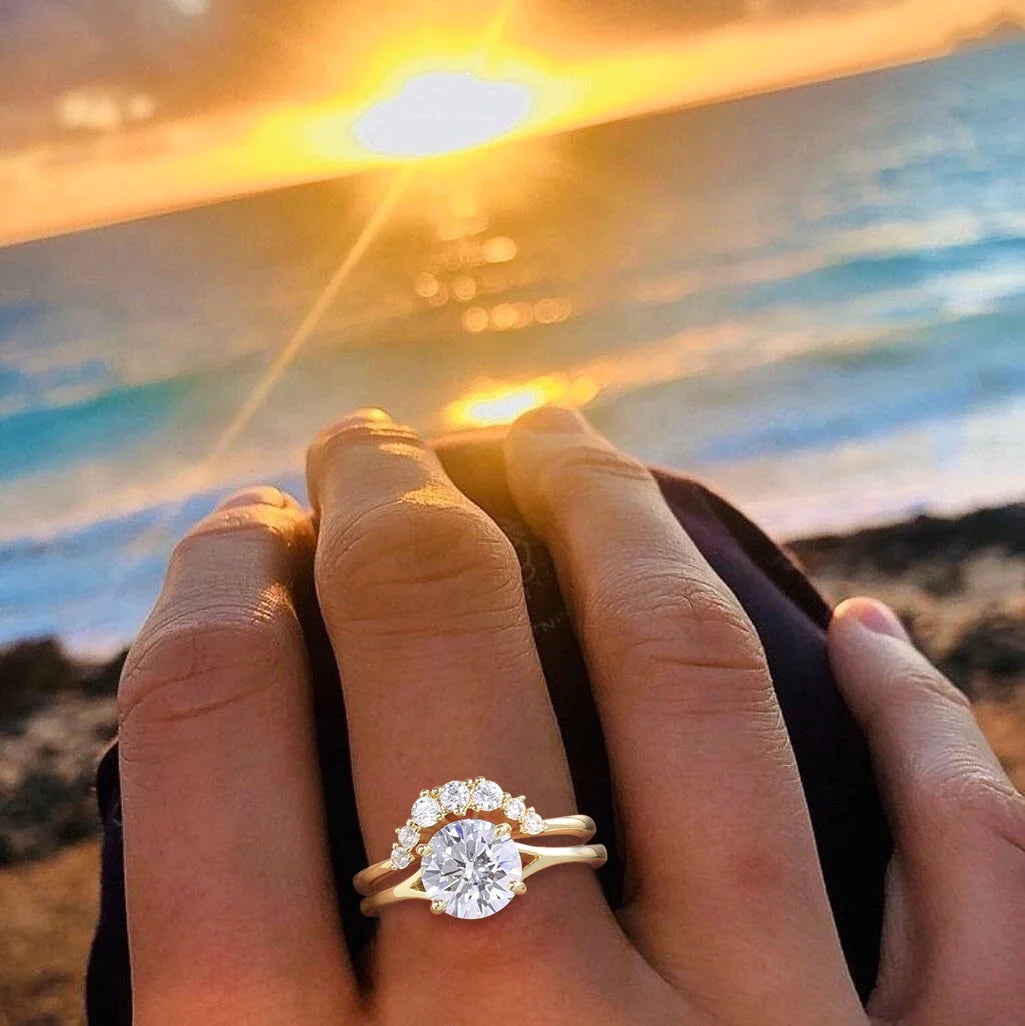 14K Gold Plated Cubic Zirconia Wedding Band for Women