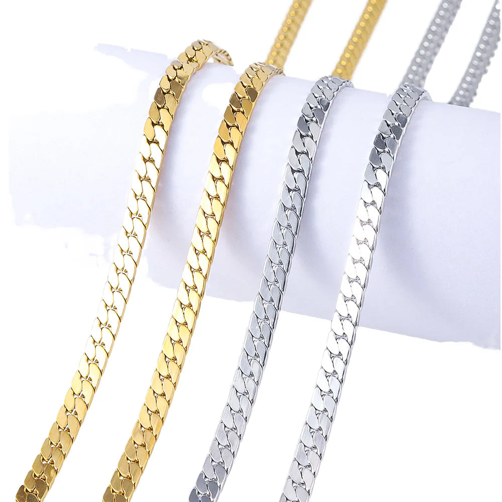 24 inches Silver Plated cuban Necklace For Men Women