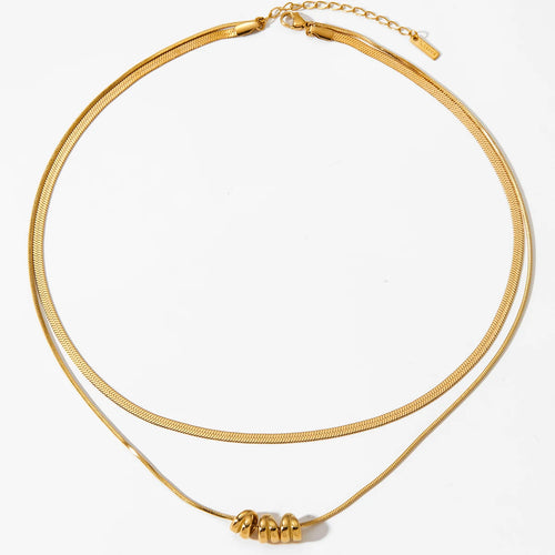 Load image 1 in gallery view. Gold Plated Double Layer Two Tone Herringbone Chain Pendant Necklaces for Women Teen