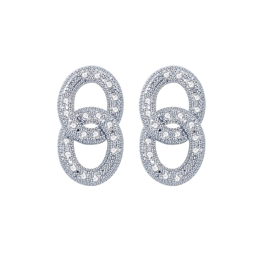 Rhodium Plated Studs Earring Cuban Links Rhodium Plated For Women Children
