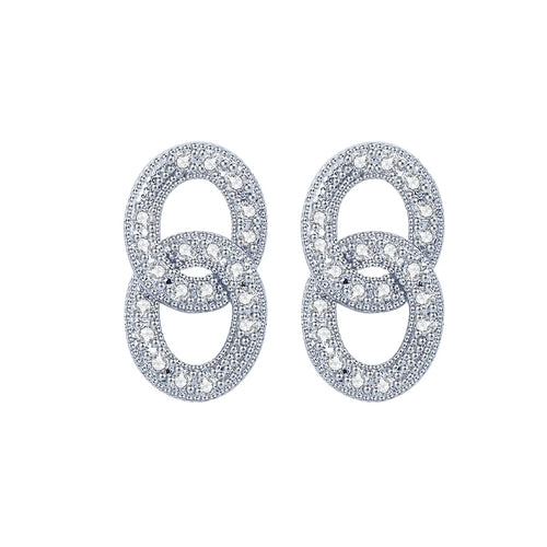 Load image 1 in gallery view. Rhodium Plated Studs Earring Cuban Links Rhodium Plated For Women Children