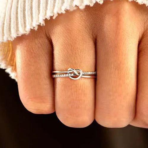 Load image 1 in gallery view. Silver Plated Heart Shaped Twist Cross Design Round Cubic Zirconia Rings