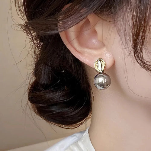 Load image 1 in gallery view. Minimalist Gray Pearl Stud Earrings Fashion Jewelry Daily Wear for Girls Women's Party