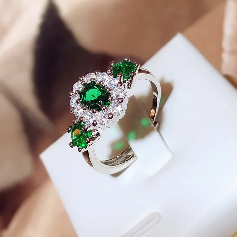 Find this Ring - Fashion Jewelry KYRA01823 Elegant Beautiful Oval Shape Green Zircon Rings for Women
