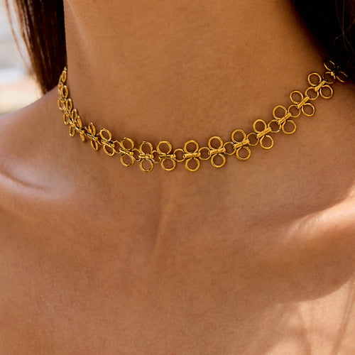 Load image 1 in gallery view. Filigree Cutout Adjustable Vintage Jewelry Choker Necklace