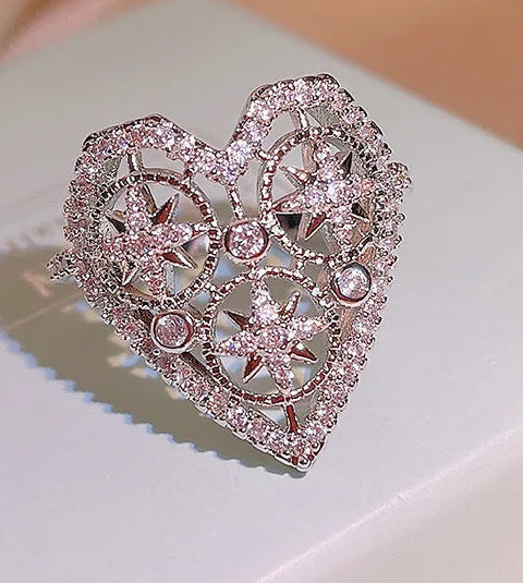 Cute Heart Shape Small 3A Zircon Platinum Plating Women's Ring