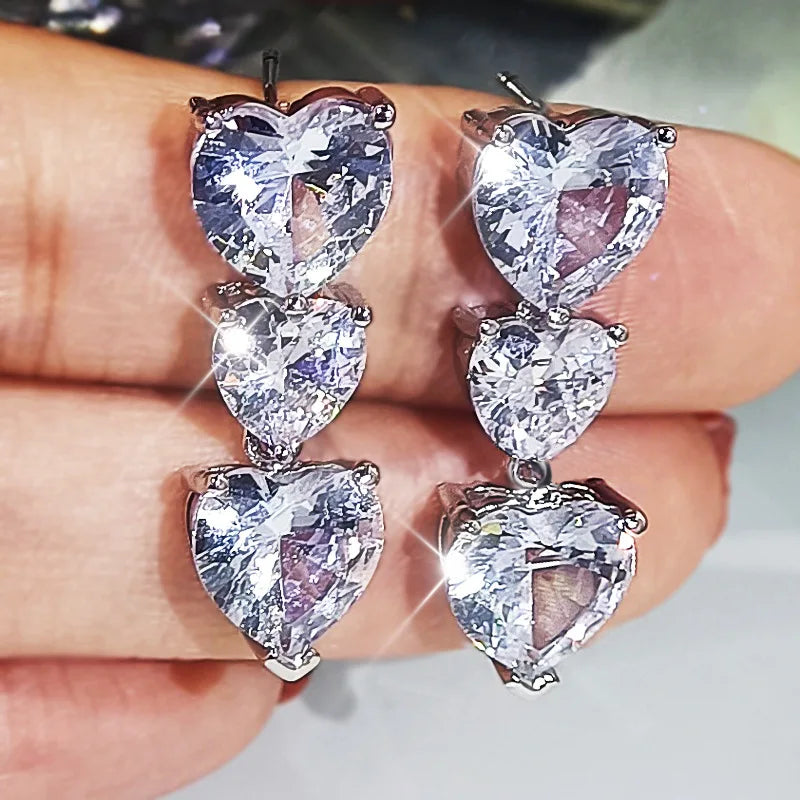 Heart Shape 3A Zircon Platinum Plated set Necklace, Earrings and Ring